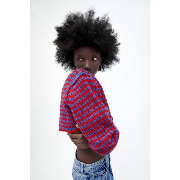 Zara Striped Knit Cropped Crewneck Sweater - Picture 8 of 14